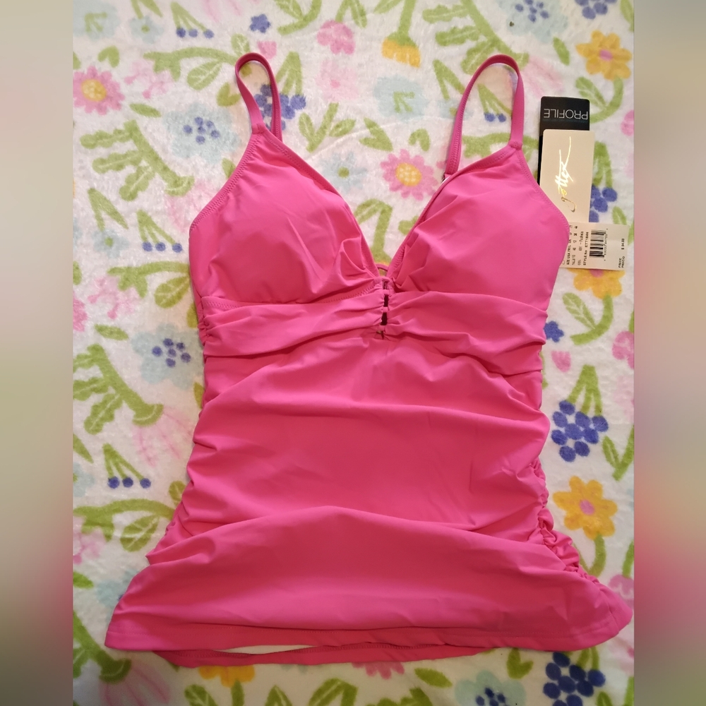 Gottex Tankini hot pink Fuchsia New with tags bikini top Women's size 10 medium